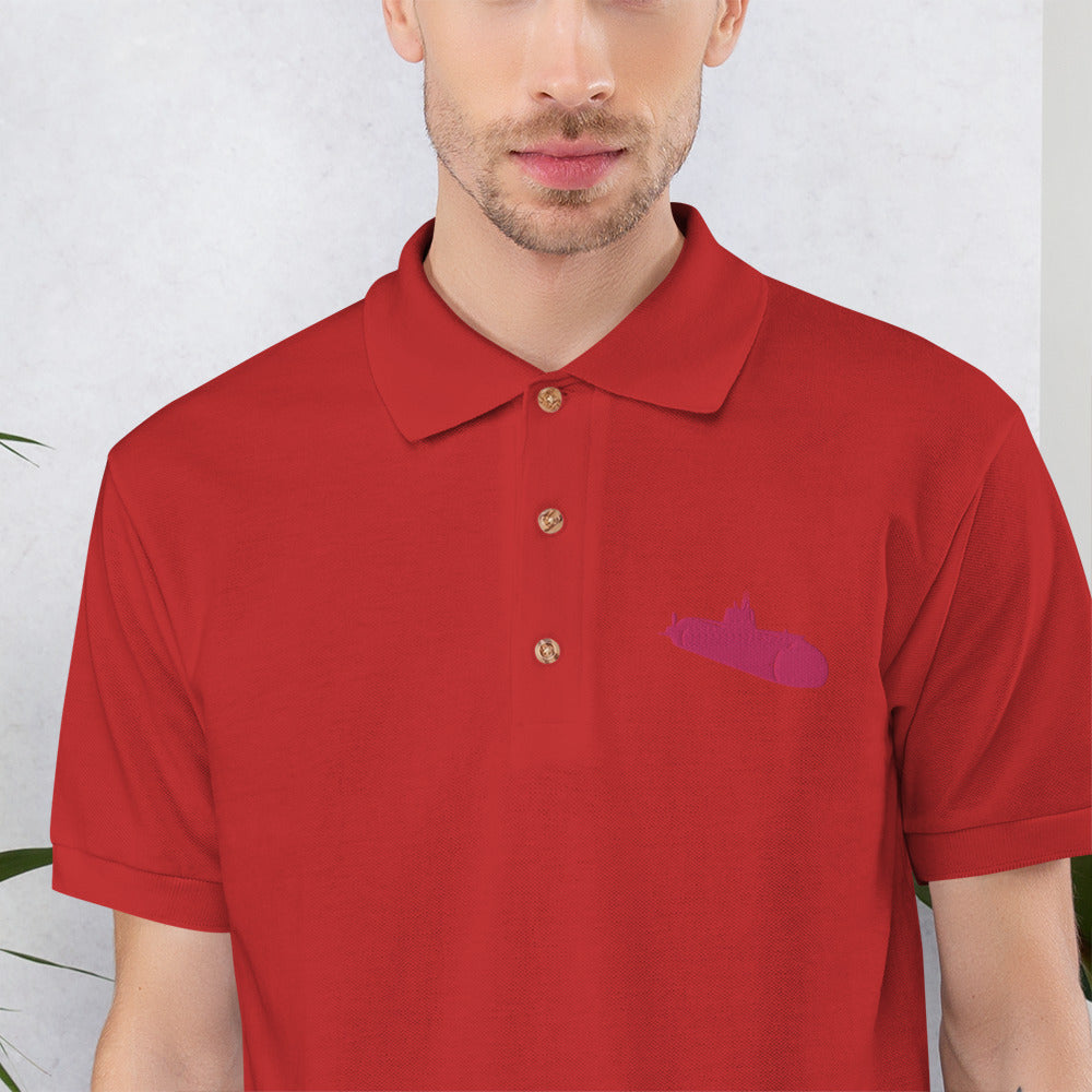 Pink Sub Embroidered Polo Shirt