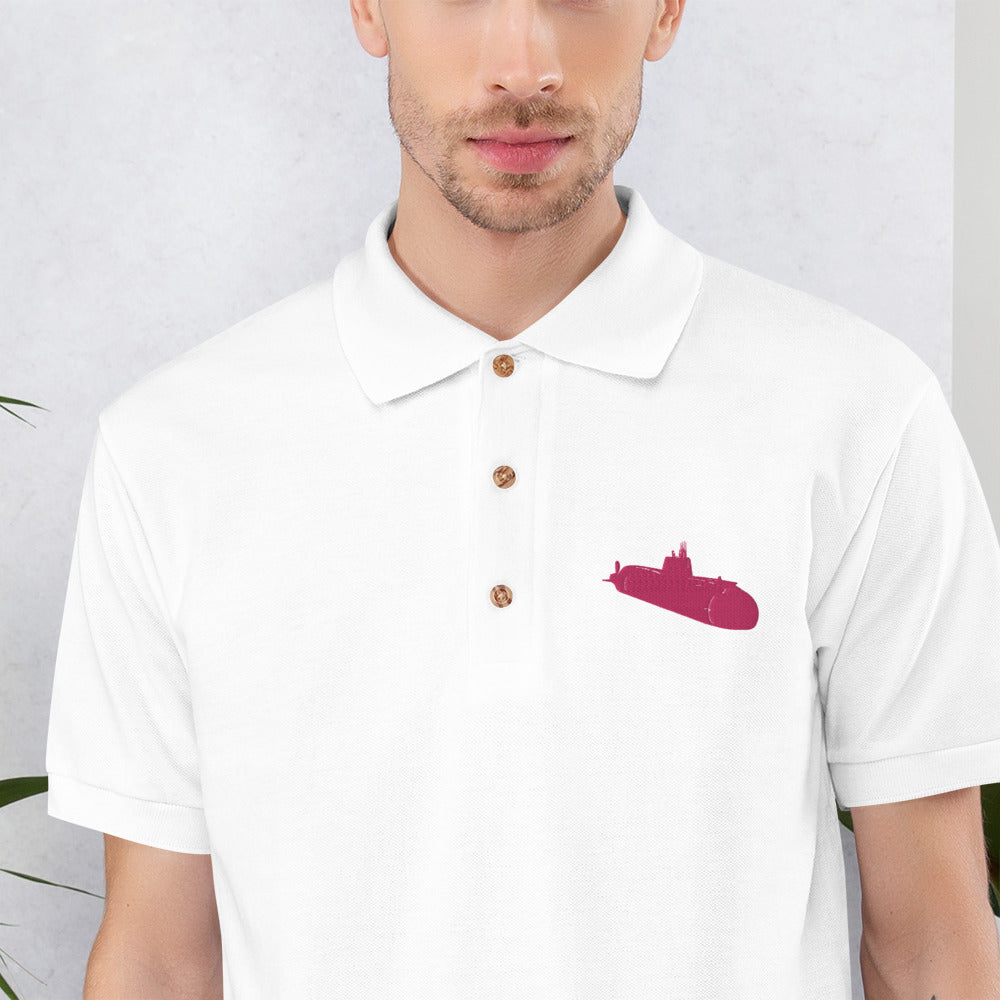 Pink Sub Embroidered Polo Shirt